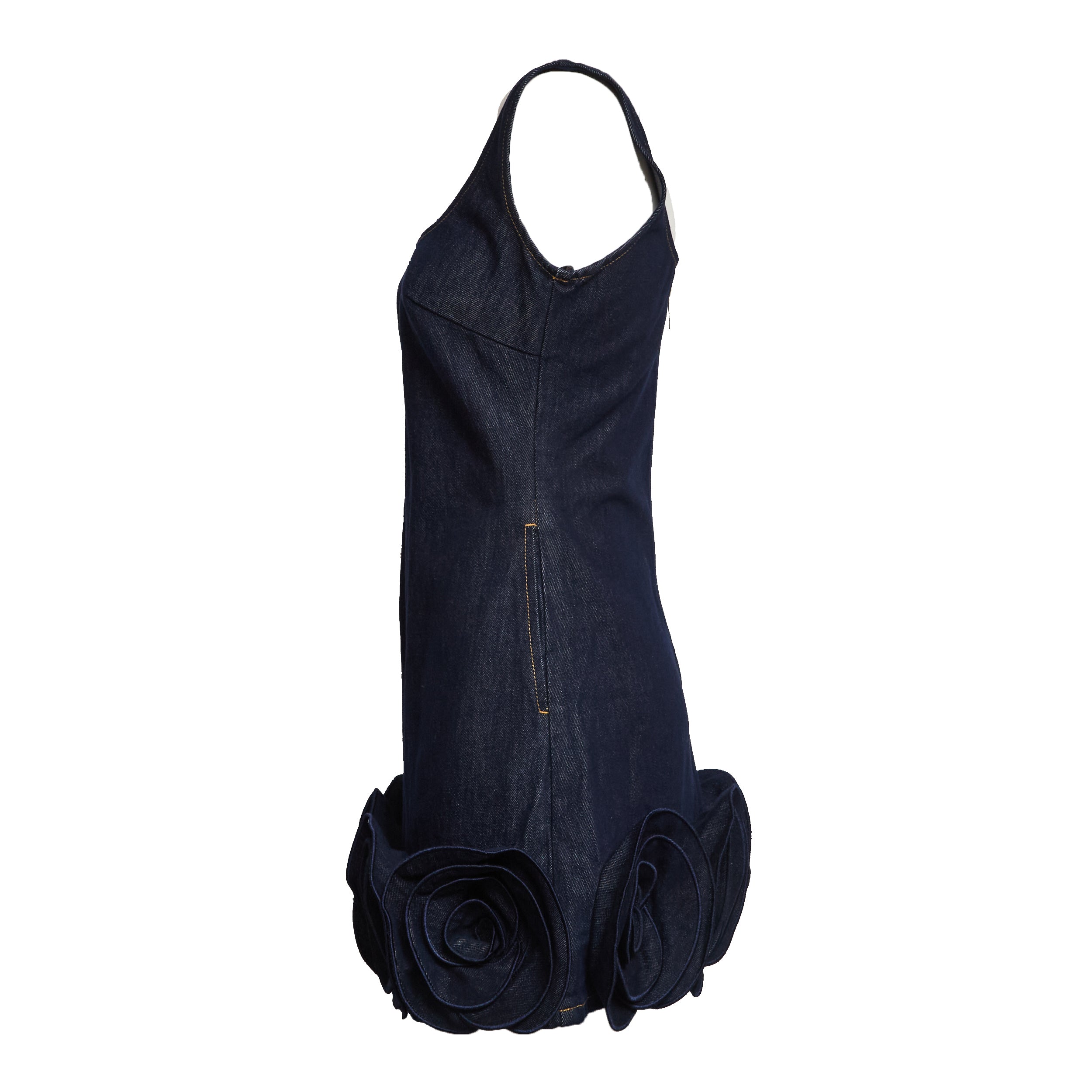 Indigo Denim 3D Flower Mini Dress