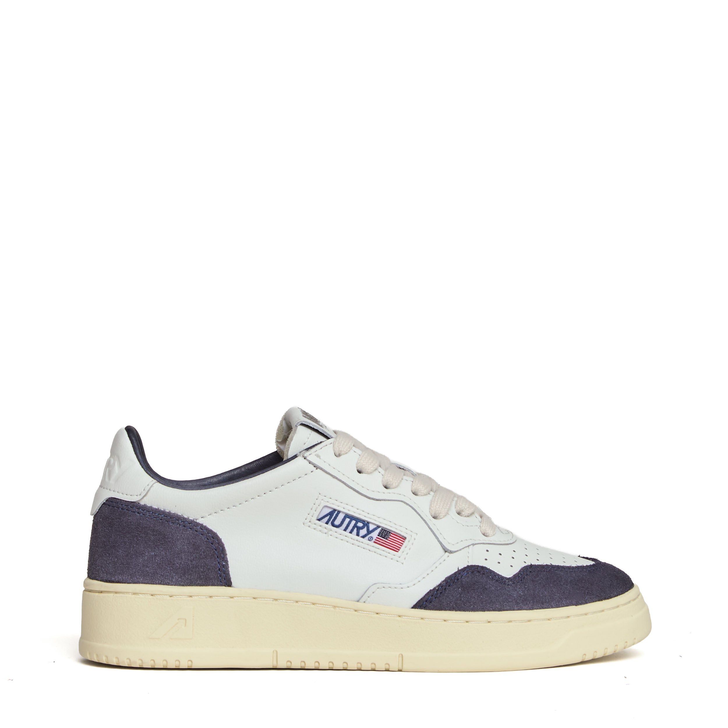 Sneakers Medalist Low In Pelle Soft Bianca, Suede Beige