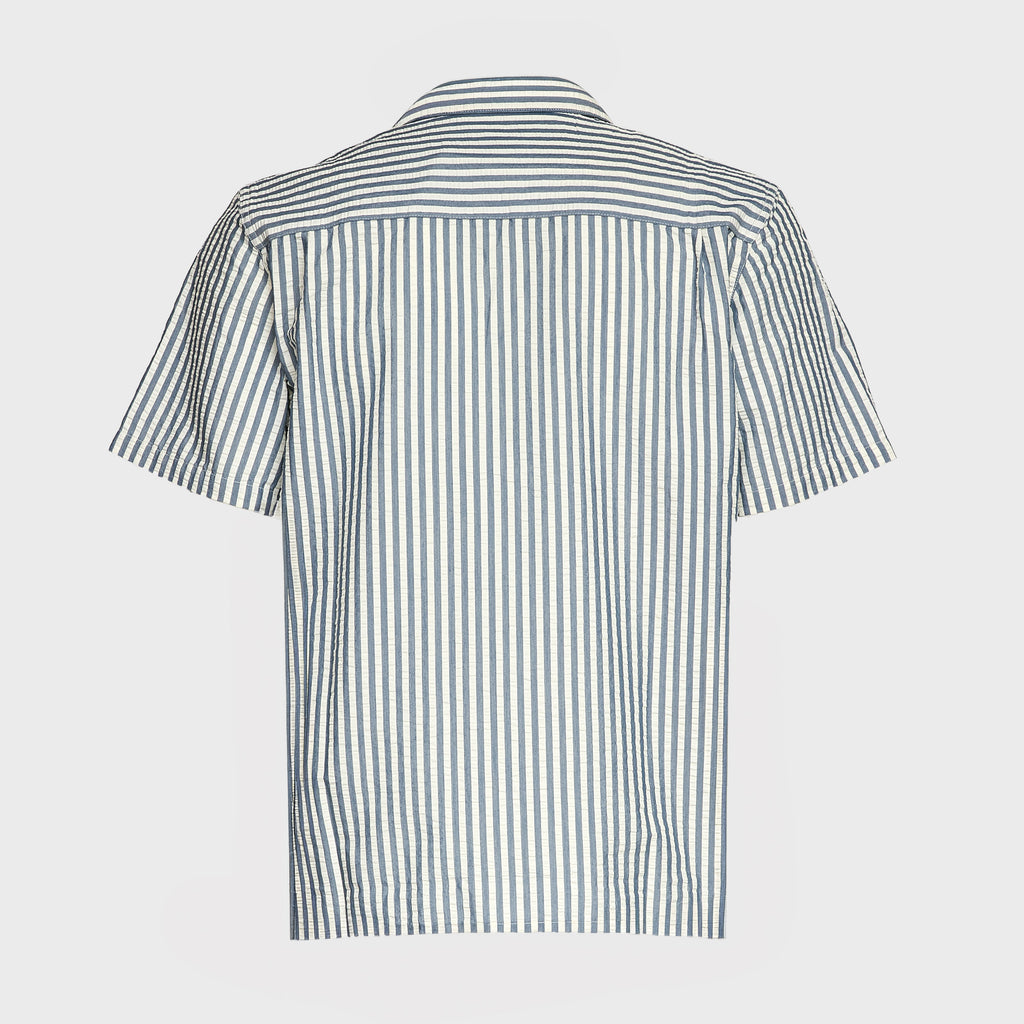 S/S Leavel Stripe Shirt Cotton, Polyester Seersucker