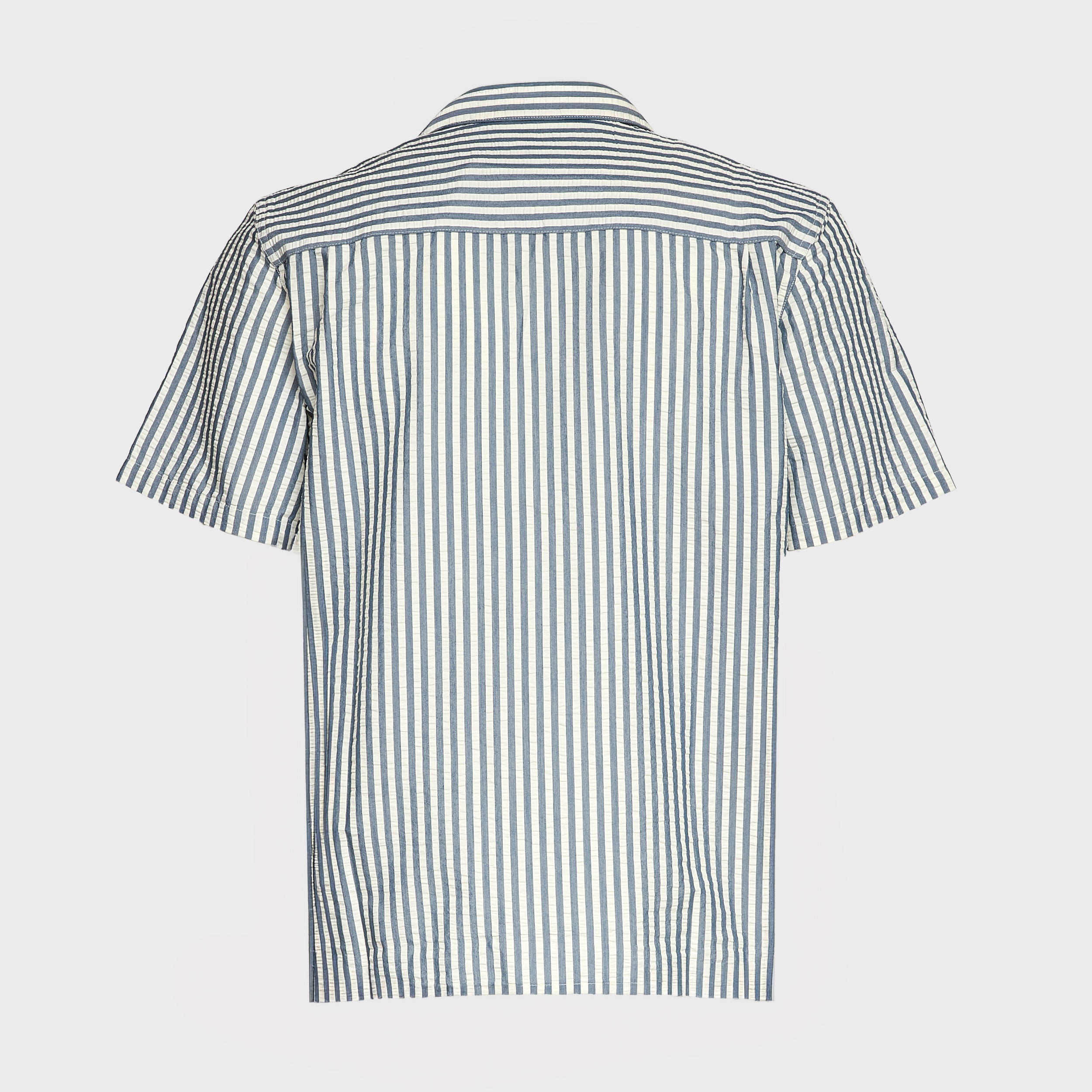 S/S Leavel Stripe Shirt Cotton, Polyester Seersucker