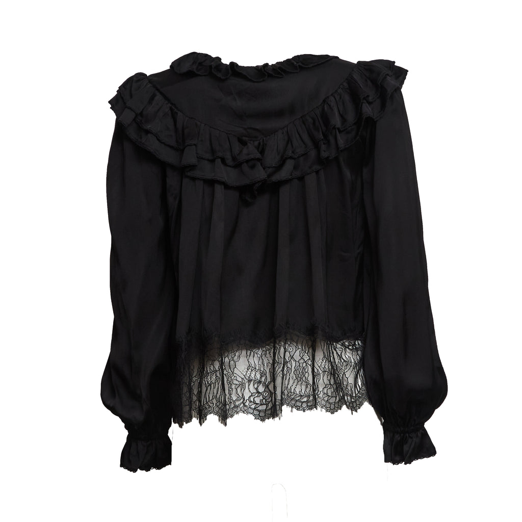 Black Viscose Lace Blouse