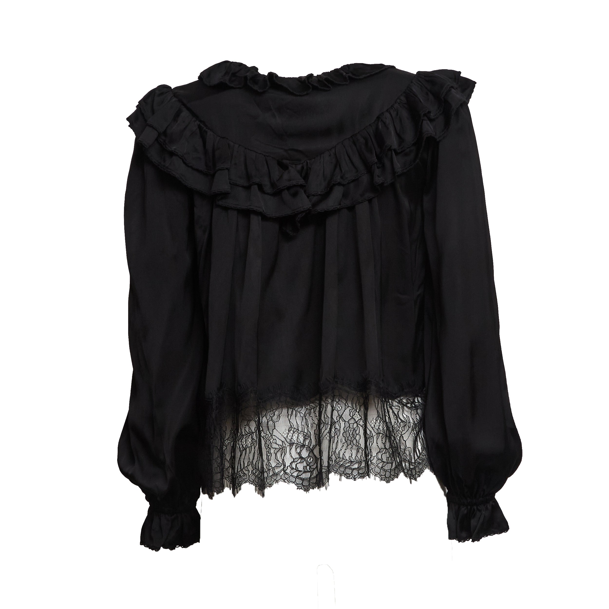 Black Viscose Lace Blouse