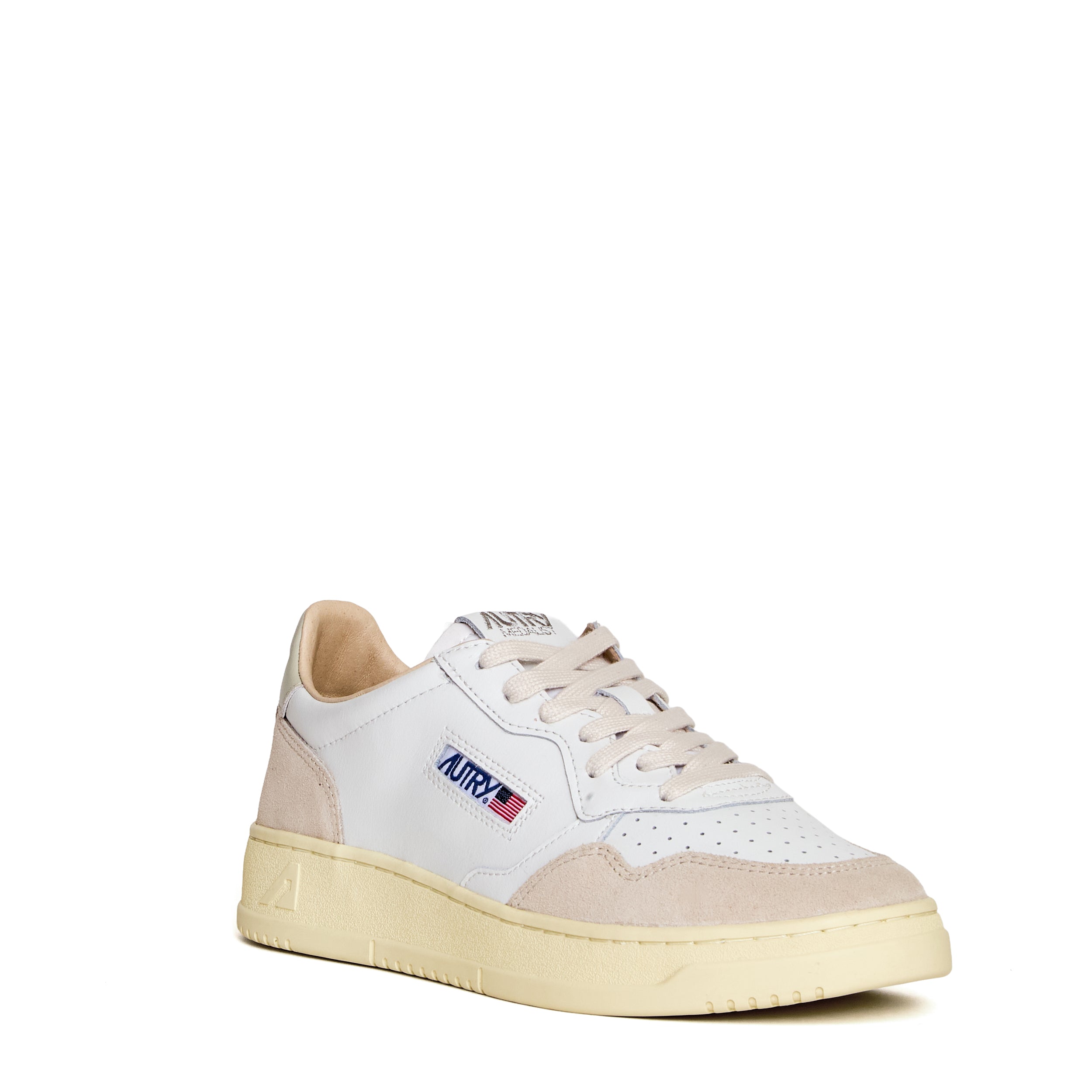 Sneakers Medalist Low In Pelle E Suede Bianco, Pelican