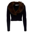 Navy Faux Fur Knit Cardigan