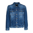 Trucker In Denim Blu Fisso Cross Regular