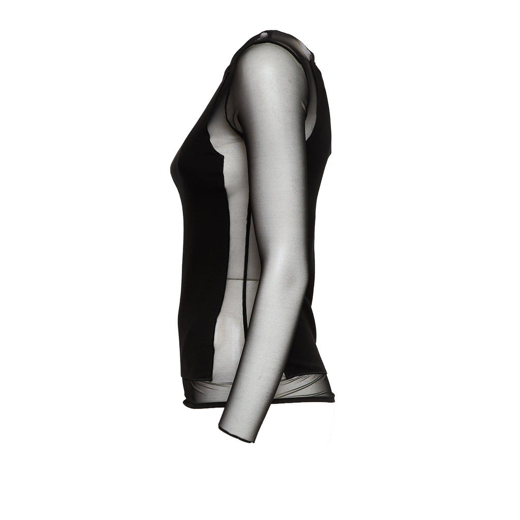 Maglia Girocollo Slim In Cotone Tulle
