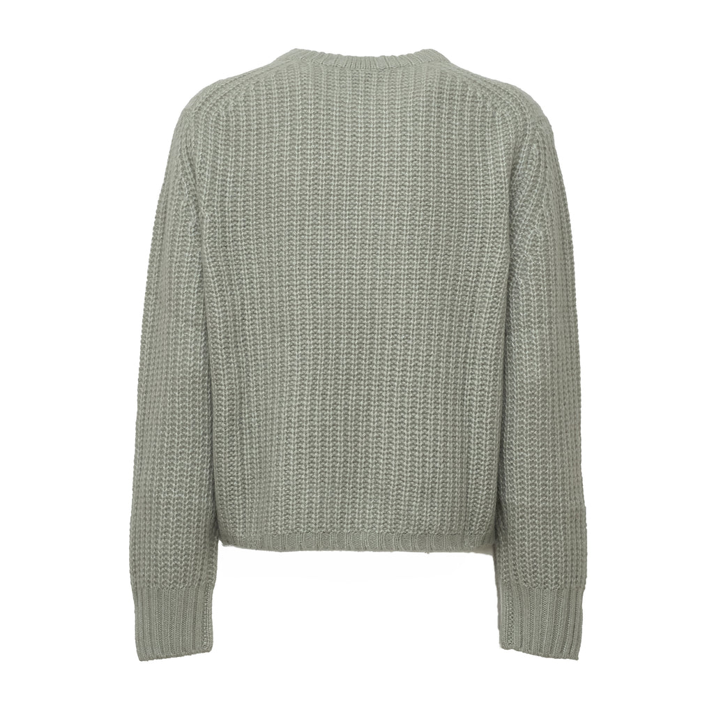Maglia Girocollo A Costine In Cashmere, Seta
