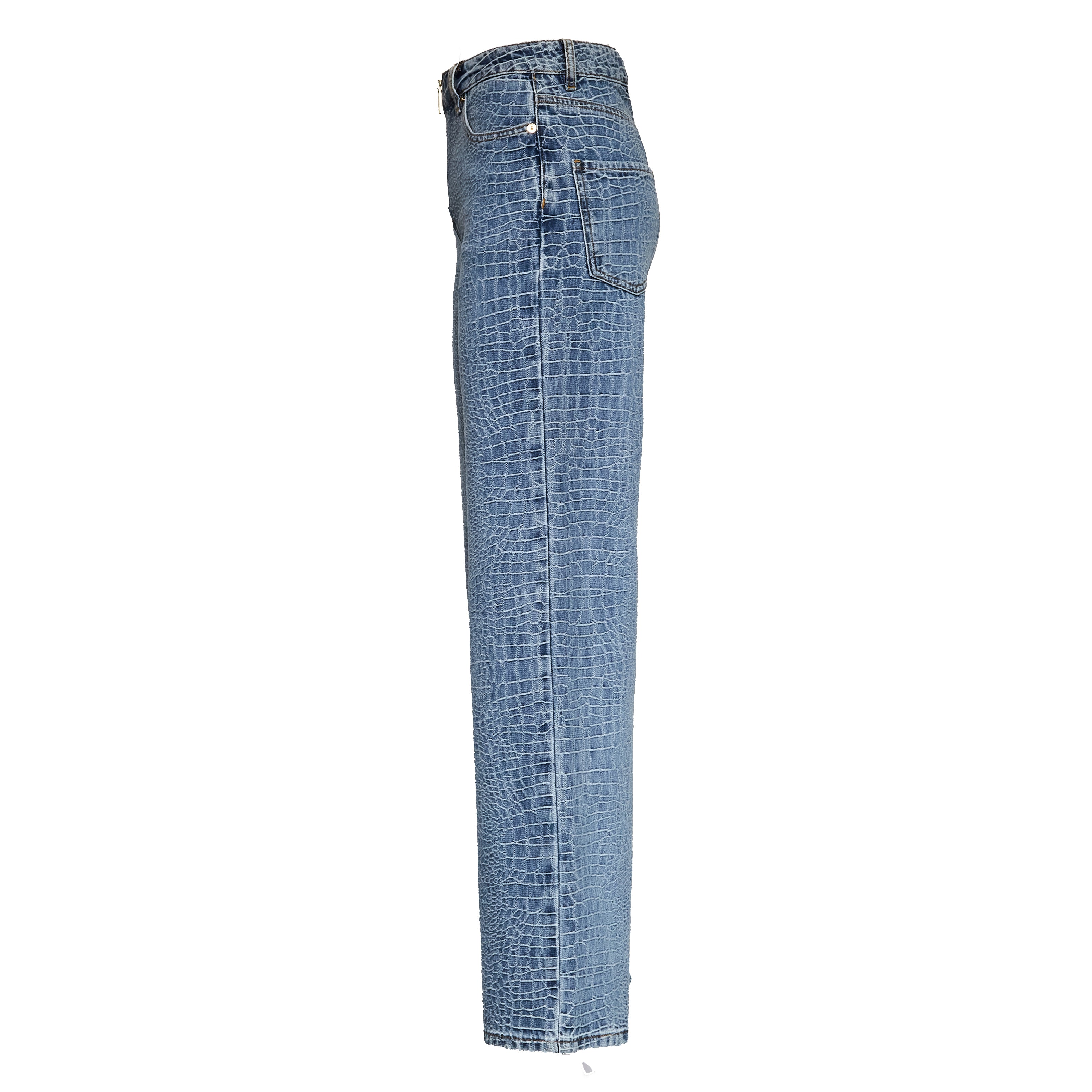 Croc Effect Straight Leg Jeans