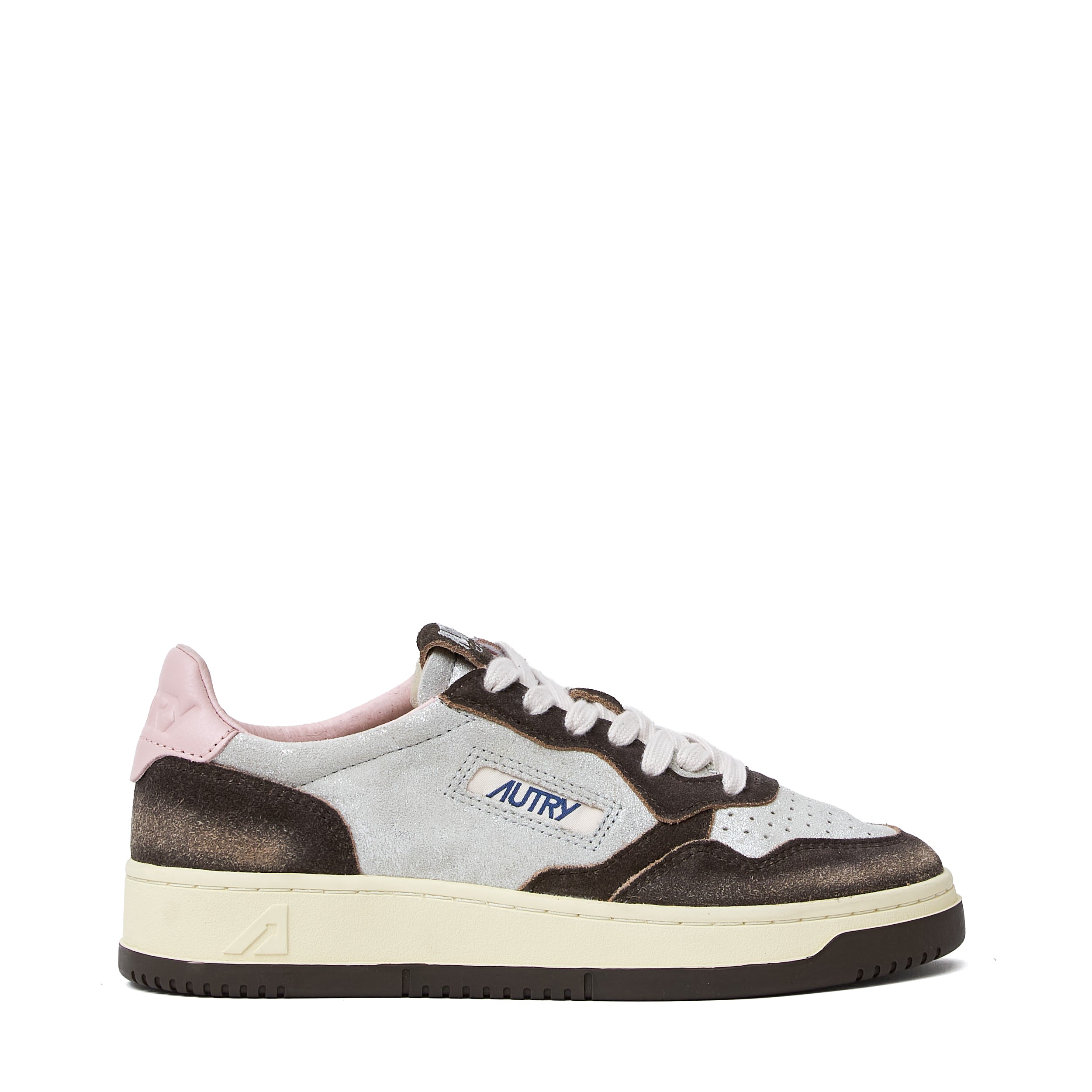 Sneakers Medalist Low In Suede Larminato Argento, Mustang Sugar