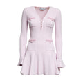 Pink Pearl Trim Knit Mini Dress