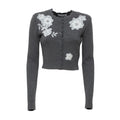Grey Lace Flower Knit Cardigan