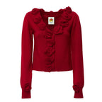 Red 3D Flowers Knit Cardigan