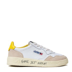 Sneakers Medalist Low In Pelle, Suede Bianca, Slicker Con Lettering