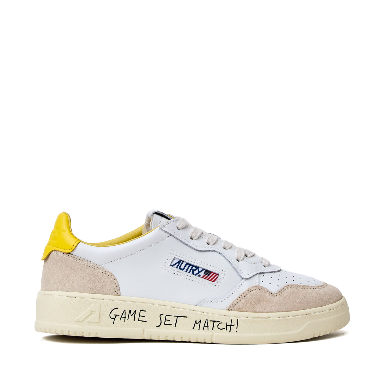 Sneakers Medalist Low In Pelle, Suede Bianca, Slicker Con Lettering