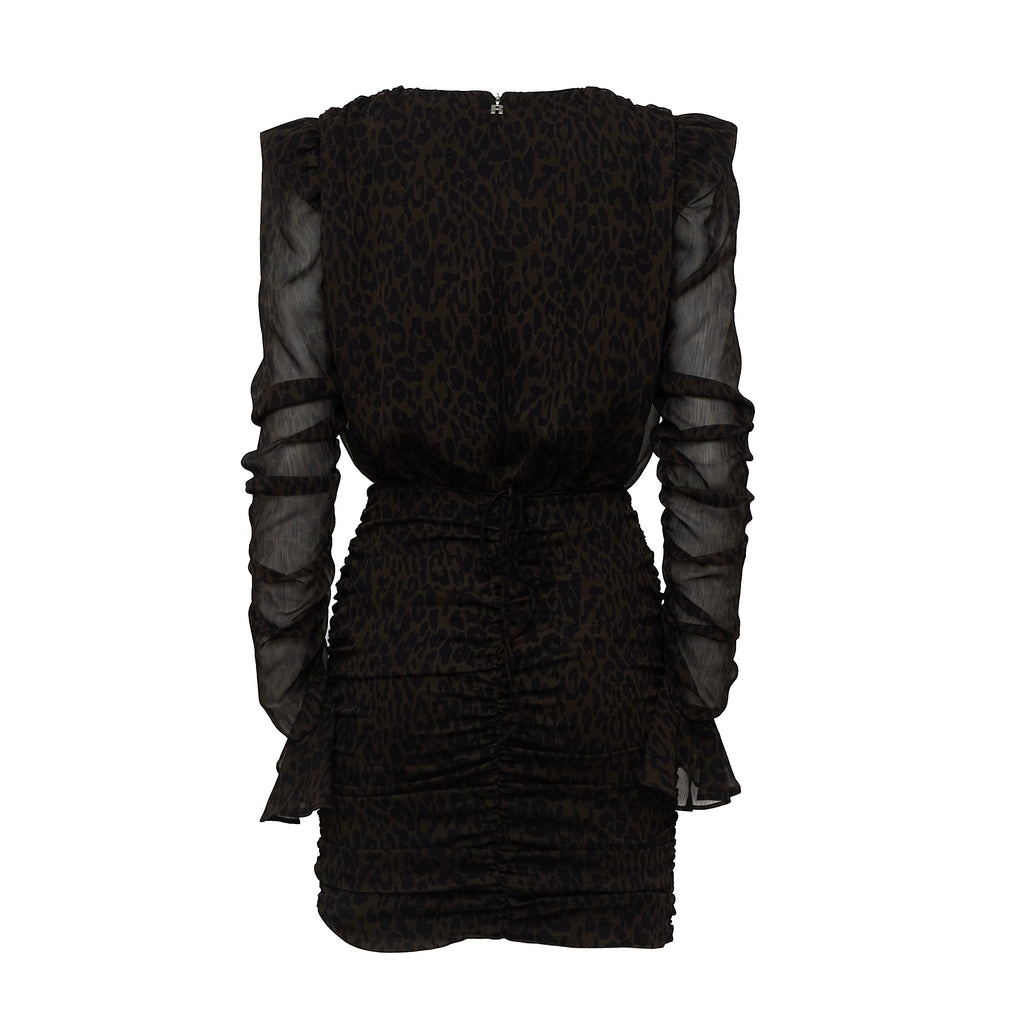 Torenia Ruched Flower Mini Dress