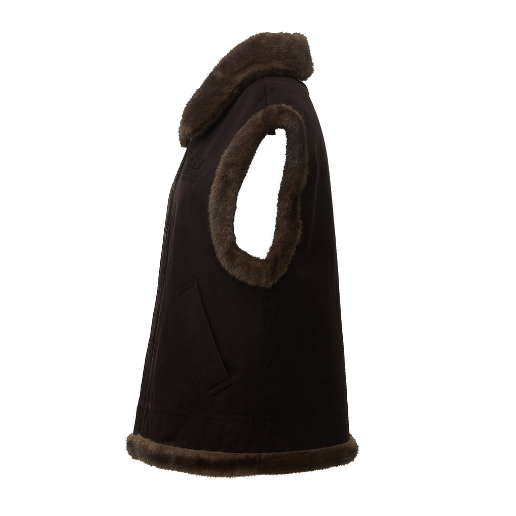 Hesketh Wax Fur Shearling Gilet With Collar