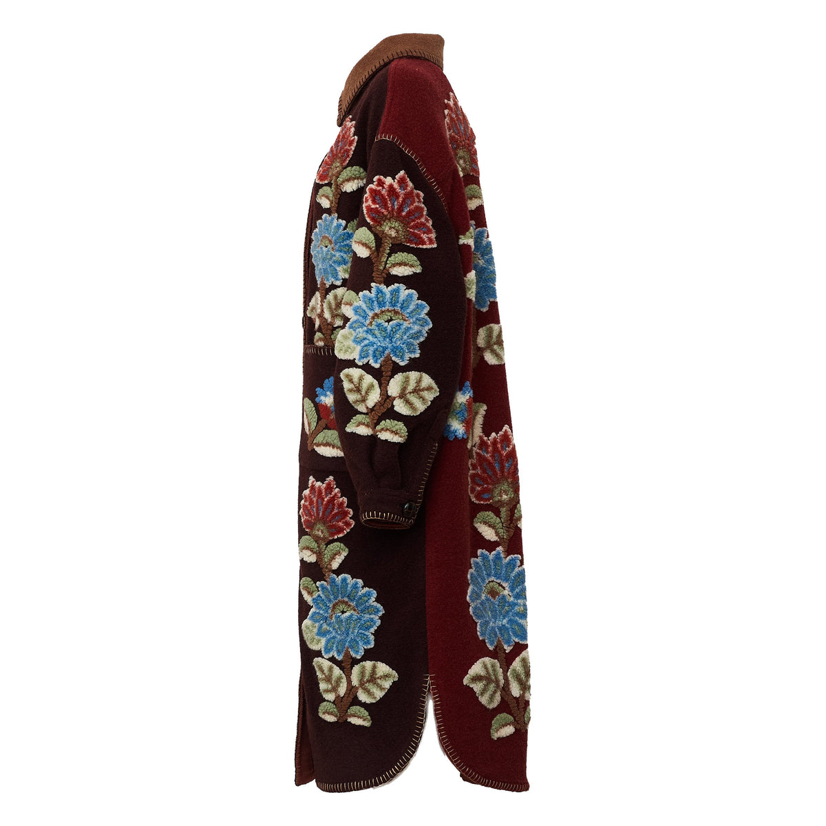 Mixed Delhi Floral Midi Fleece Coat