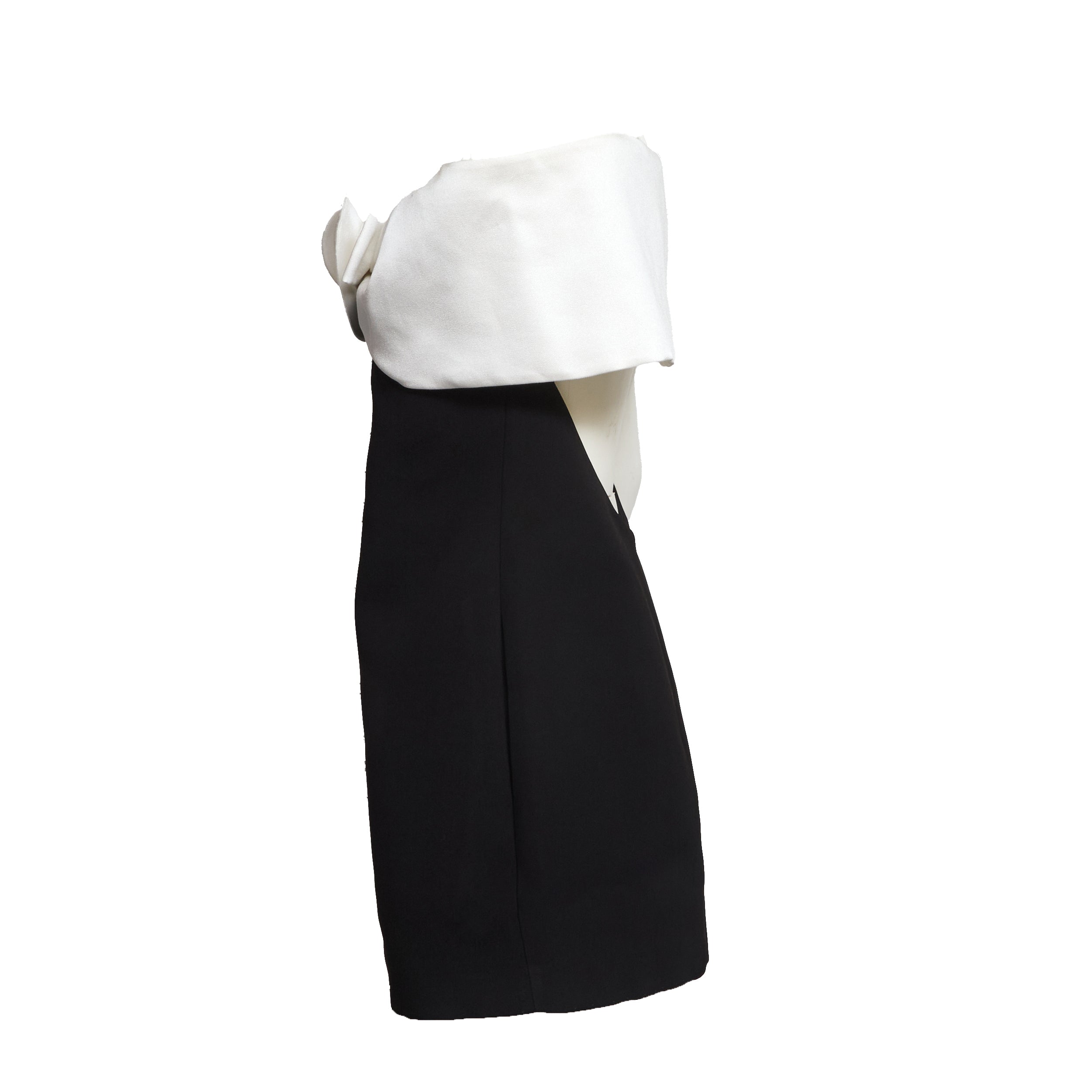 Black Crepe Flower Mini Dress