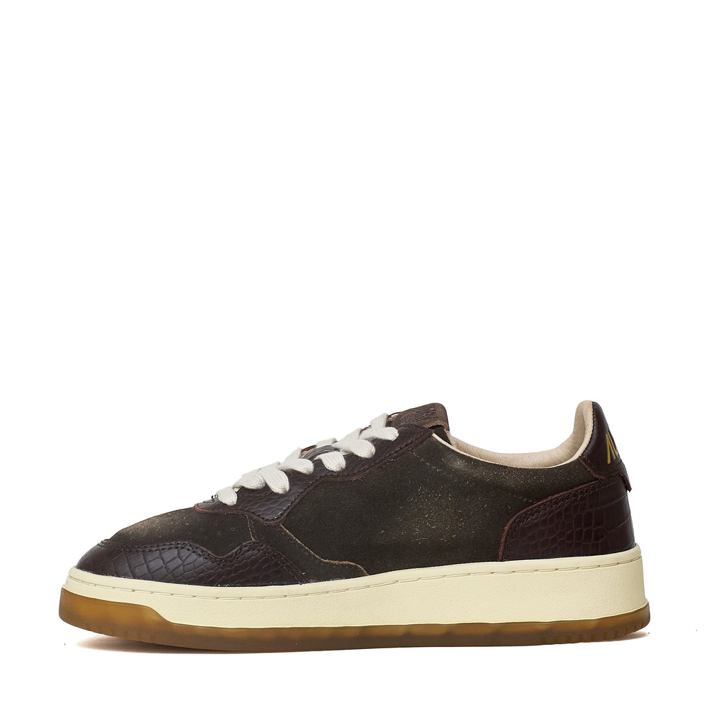 Sneakers Medalist Low In Suede, Stampa Cocco Mustang, Marrone
