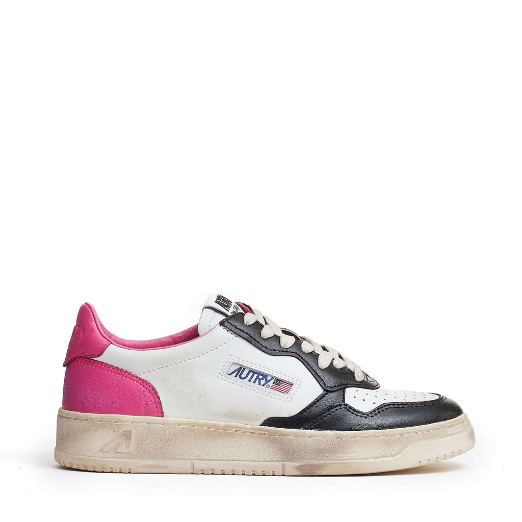 Sneakers Medalist Low Super Vintage In Pelle Black, Shock Pink