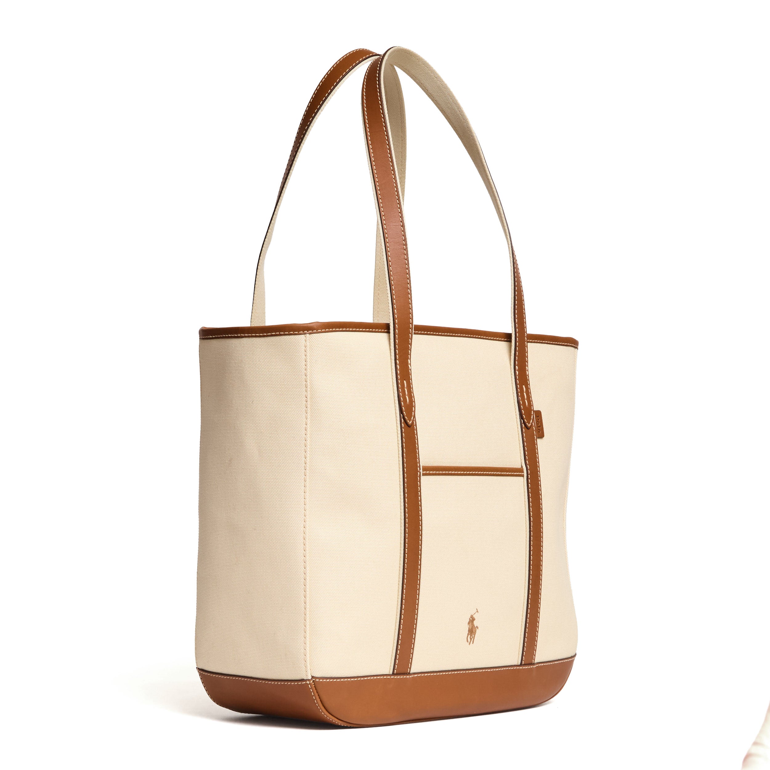Borsa Tote Media In Pelle, Canvas