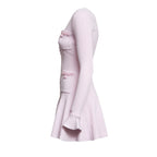 Pink Pearl Trim Knit Mini Dress