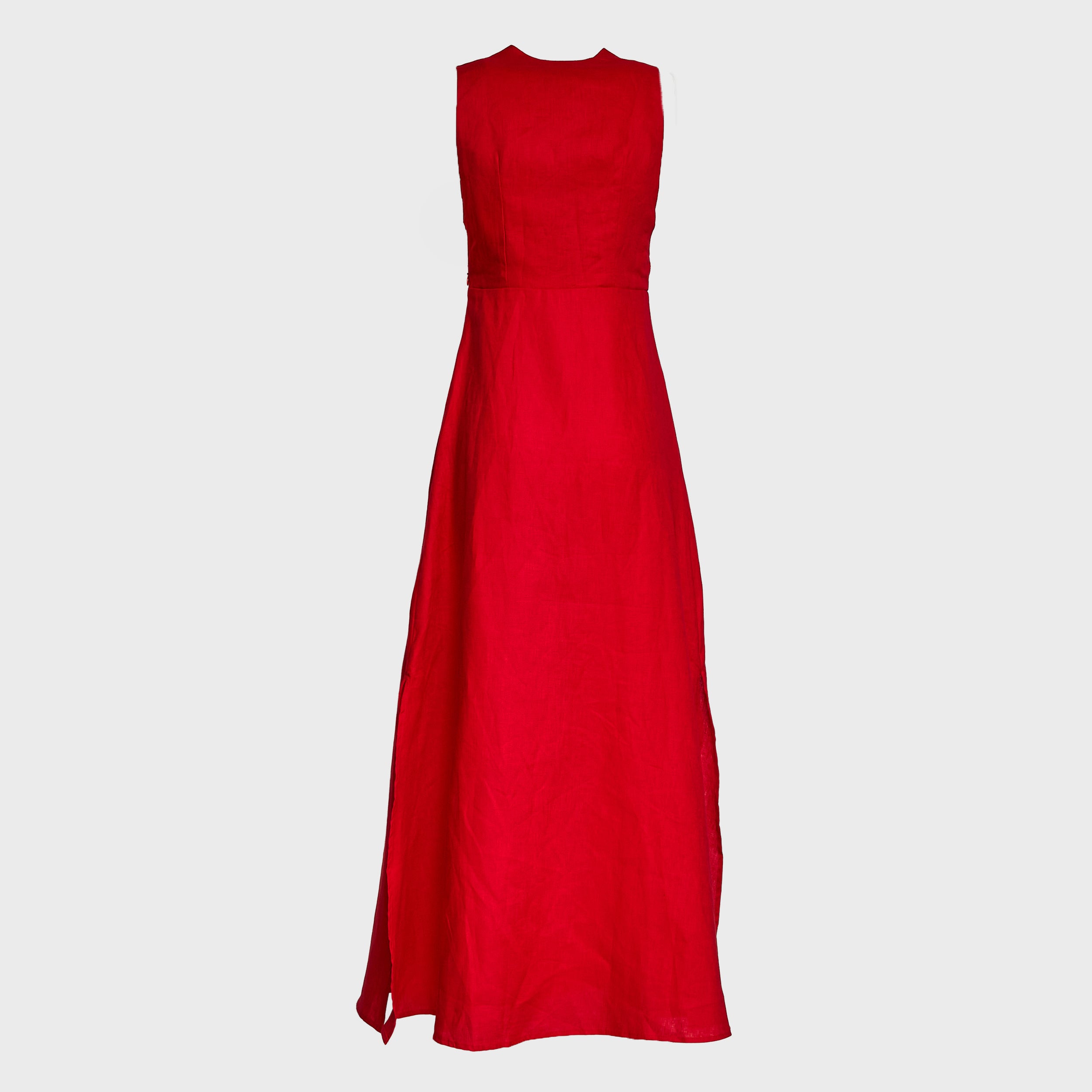 Red Sleeveless Midi Dress