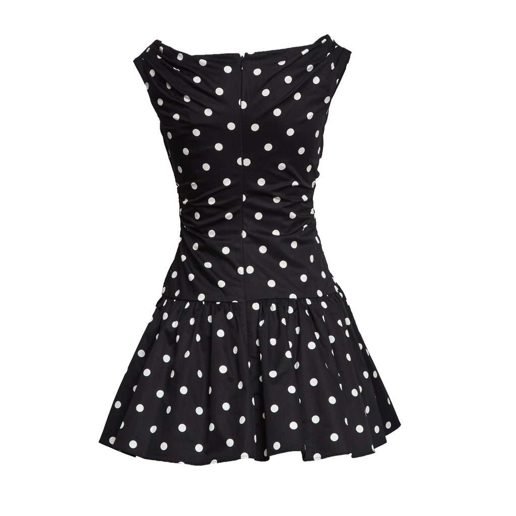 Black Polka Dot Cotton Mini Dress