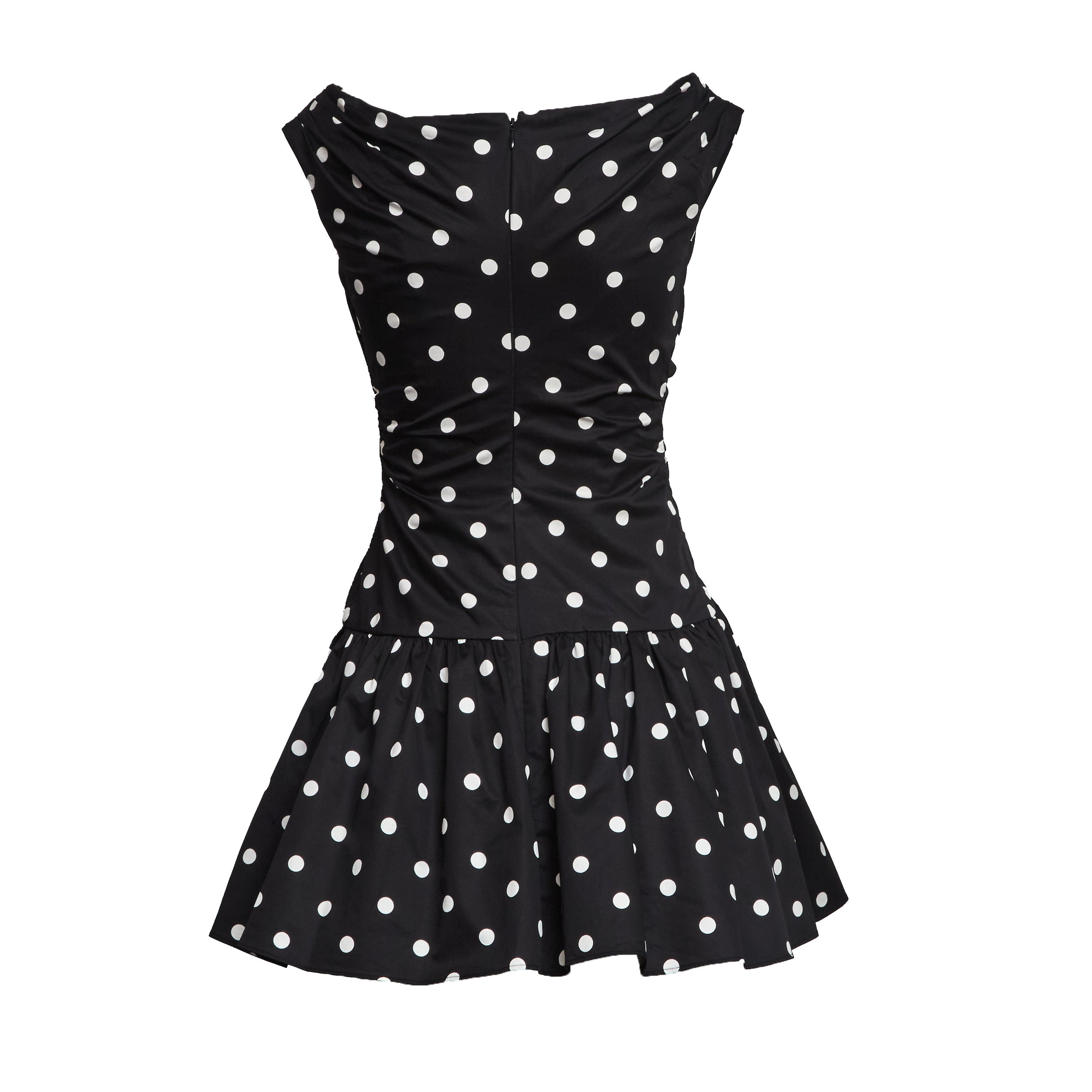 Black Polka Dot Cotton Mini Dress