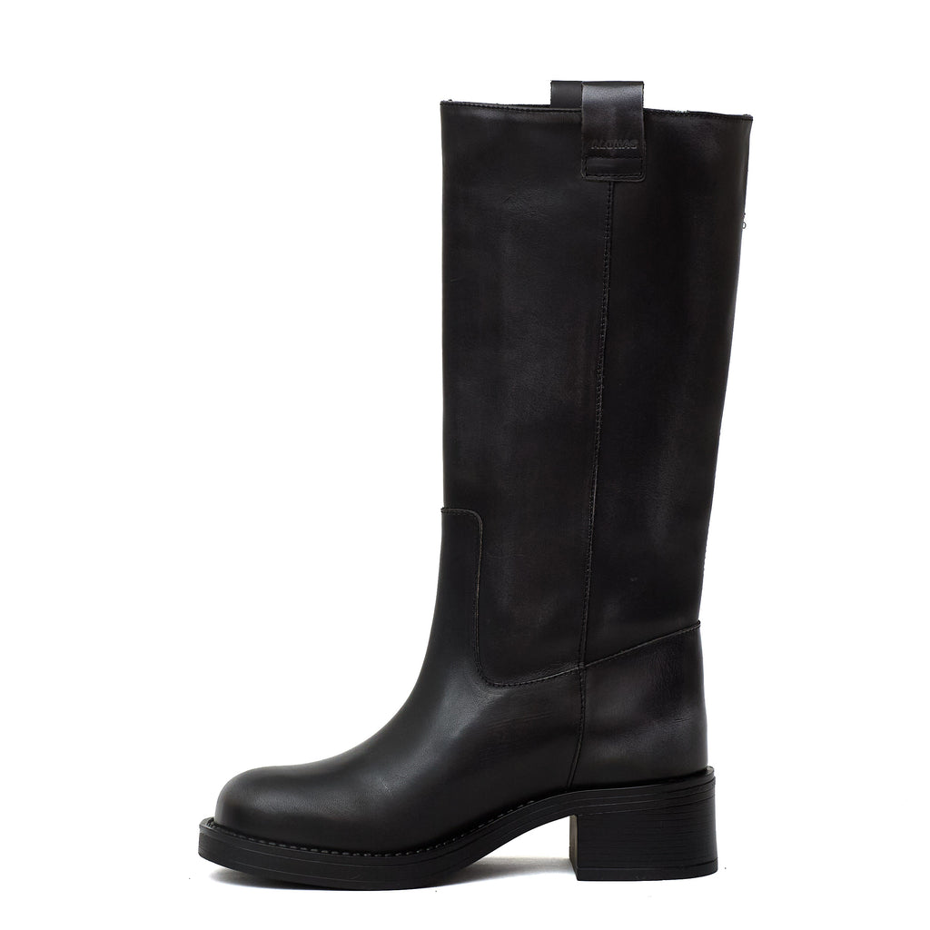 Sajan Vintage Effect Brown Leather Boots