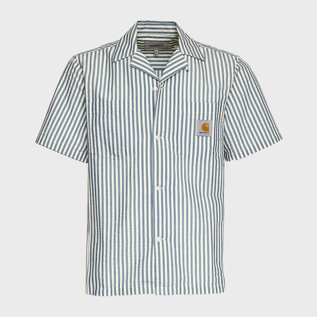 S/S Leavel Stripe Shirt Cotton, Polyester Seersucker