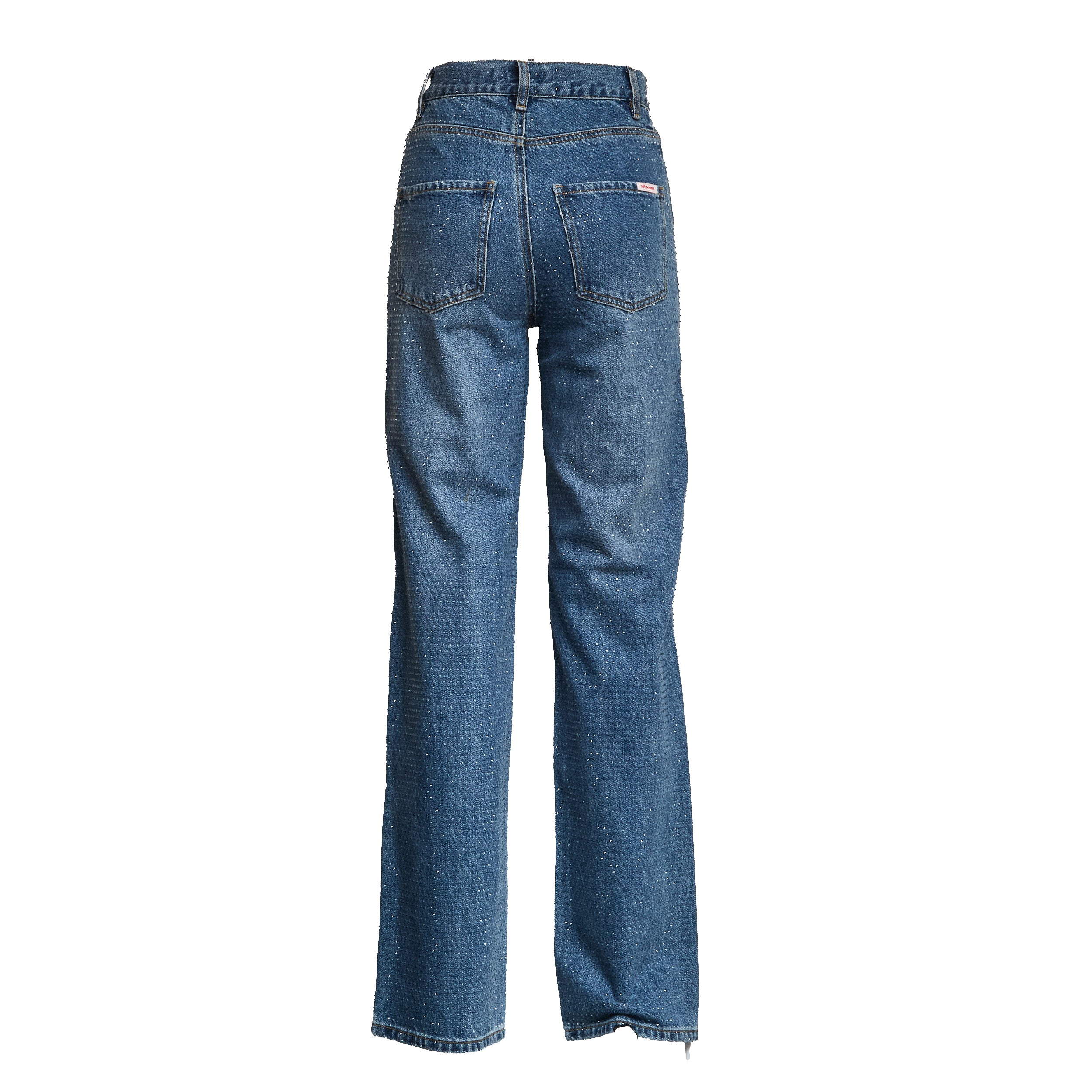 Rhinestone Denim Straight Leg Jeans