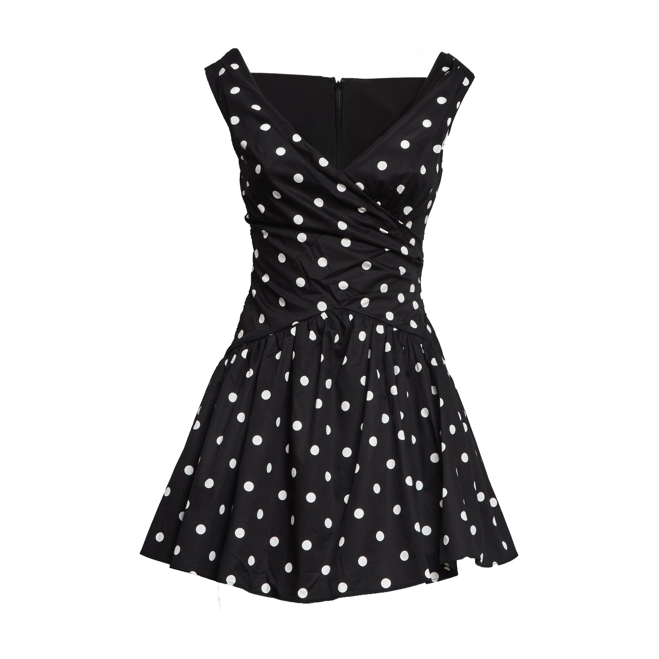 Black Polka Dot Cotton Mini Dress