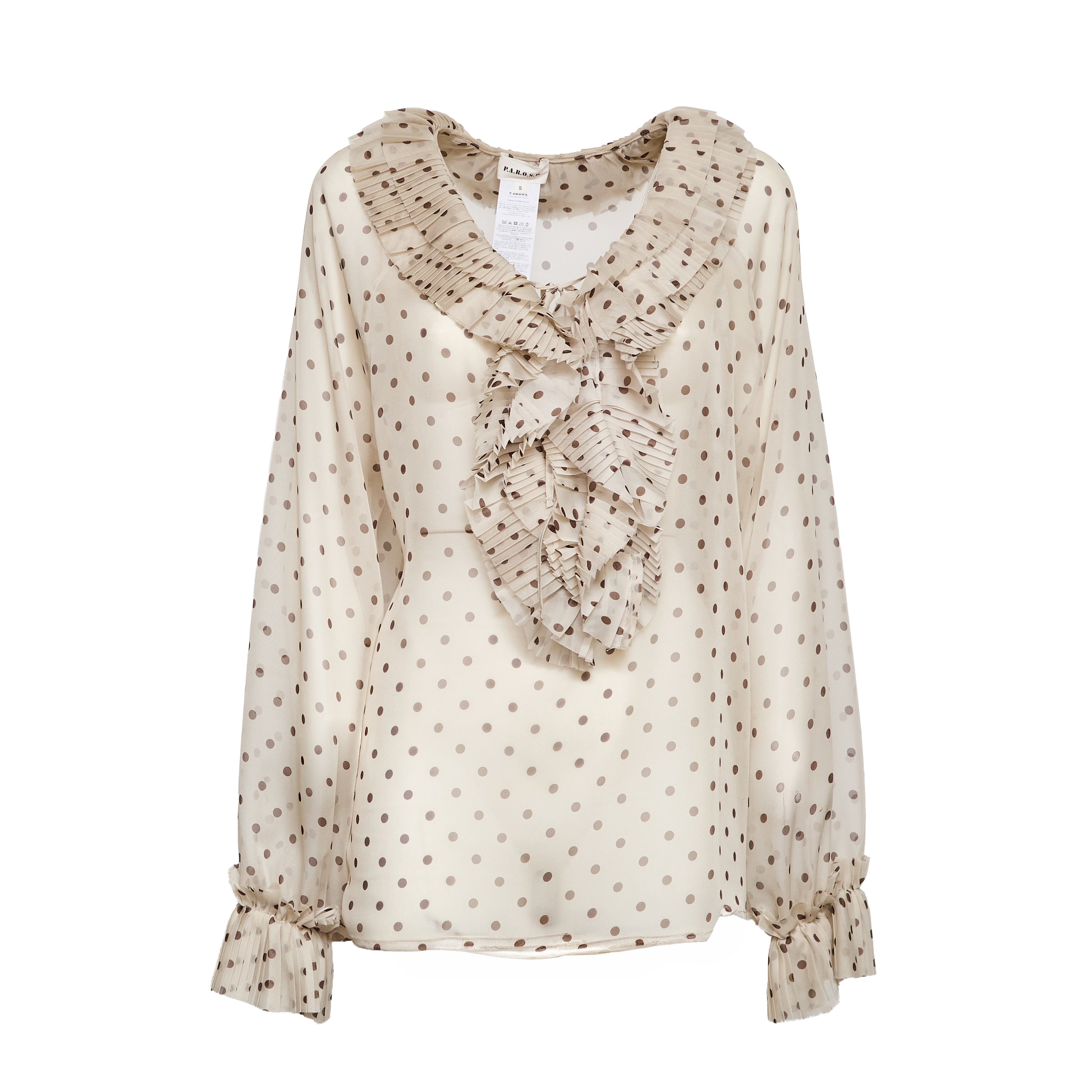 Blusa Pallina In Chiffon Poly Stampa Pois