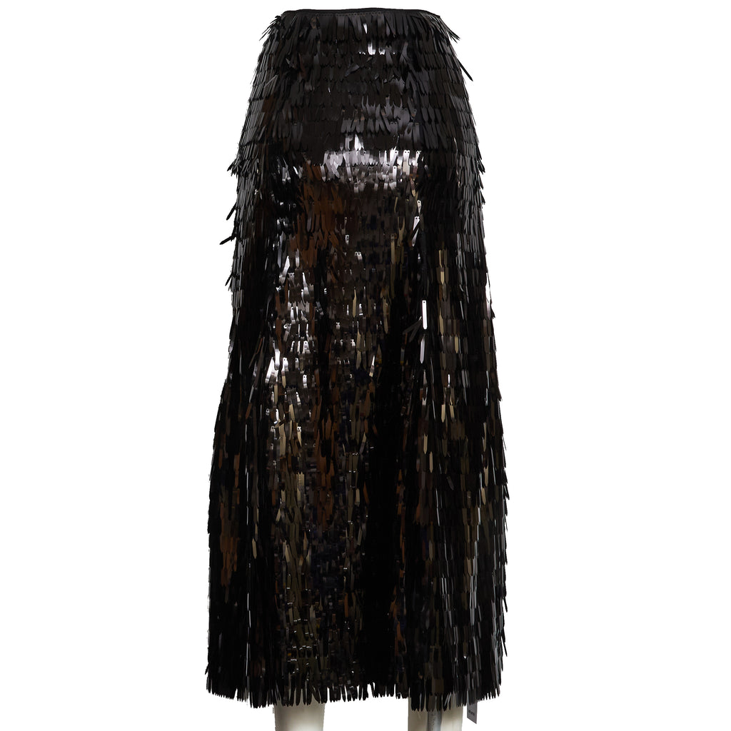 Black Sequin Midi Skirt