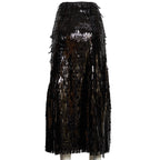 Black Sequin Midi Skirt
