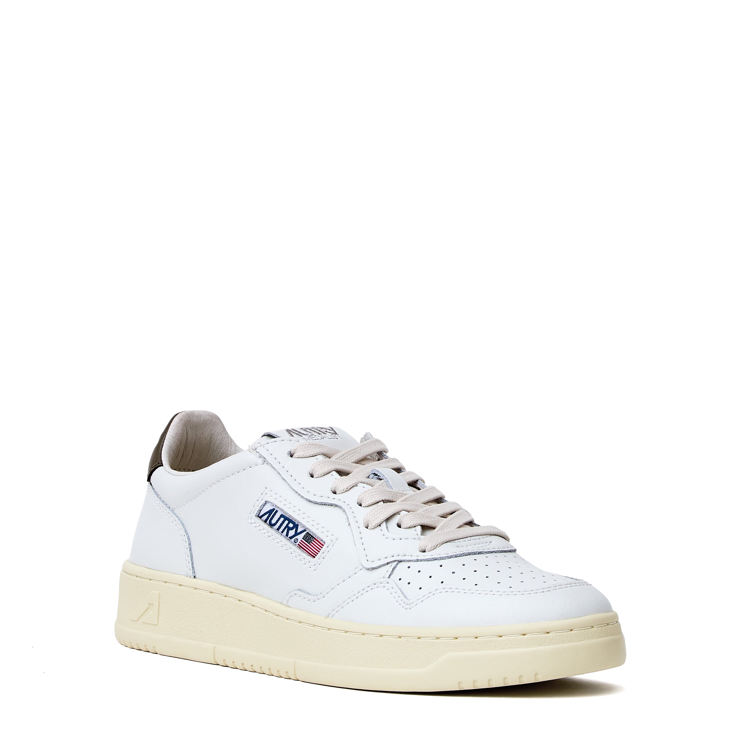 Sneakers Medalist Low In Pelle Bianca, Cioccolato