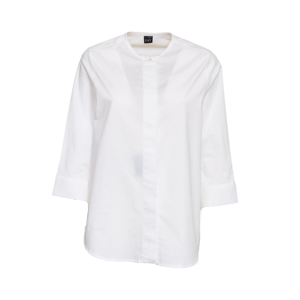 Camicia In Popeline Di Cotone Stretch
