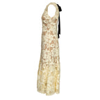 Yellow Crochet Lace Midi Dress